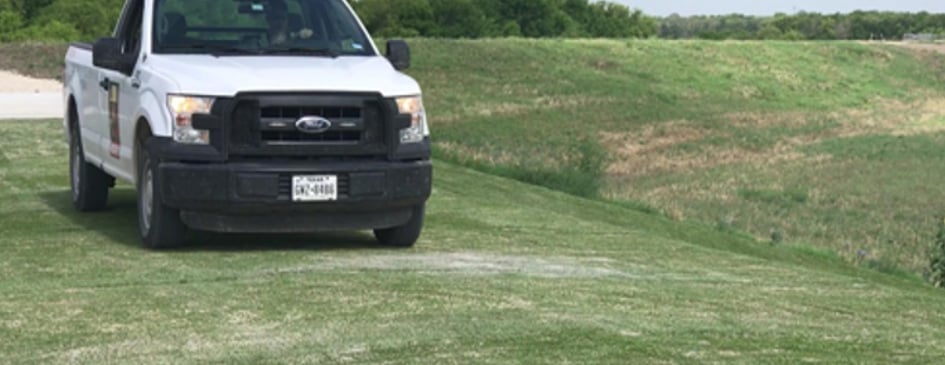 As part of the post-construction sign-off, the contractor was required to perform a traffic loading test over HydroTurf®. A typical maintenance vehicle was driven across the HydroTurf twenty (20) times during dry and wet conditions. No damage to the system was noted due to the vehicle loading.